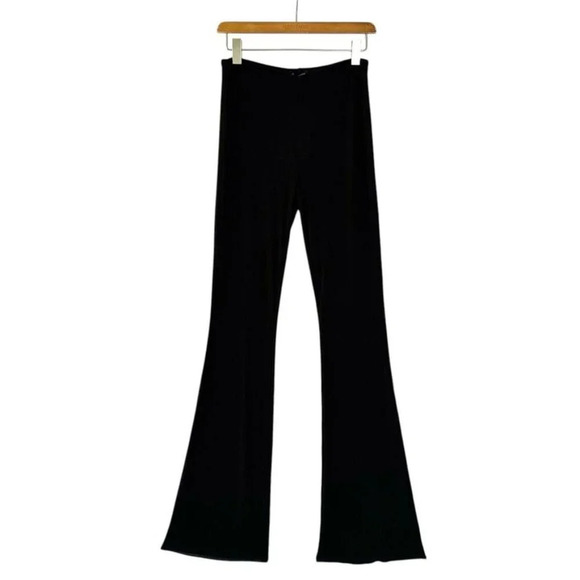 Naked Wardrobe Black Monochromatic Textured Stripe High Waist Bootcut Pants - Picture 1 of 10